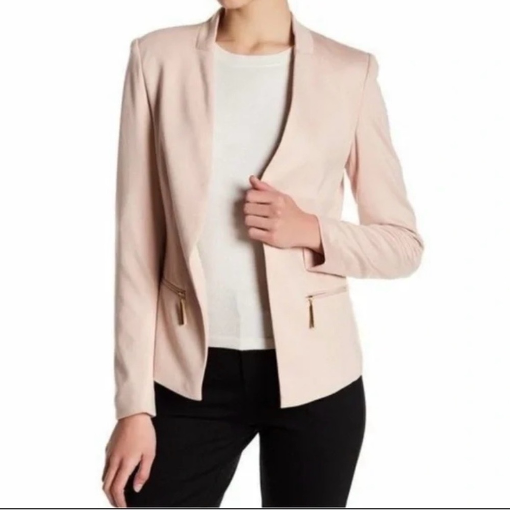 Carmen Marc Valvo Light Pink Blazer Modern Tailored Fit Size 14